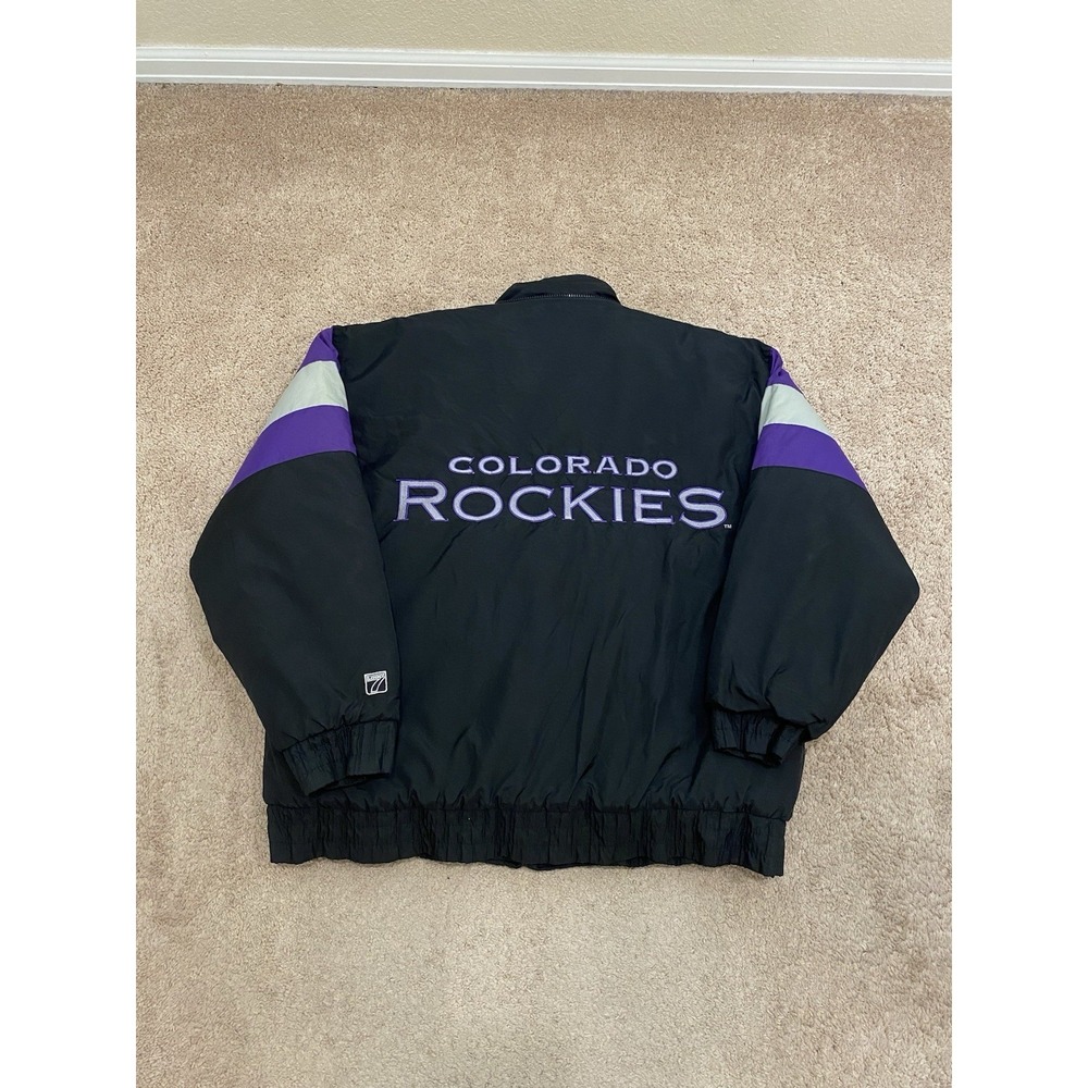 Vintage 90s Logo 7 Colorado Rockies Full Zip Jacket Embroidered MLB Size XL